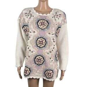 Vintage Jennifer Reed Handmade Knit Granny Cottage Core Sweater (M)